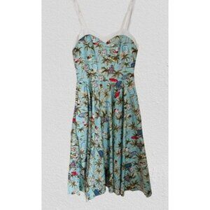 Magnolia Park Retro Route 66 Palm Tree Print Fit & Flare Sundress Adjustable Str